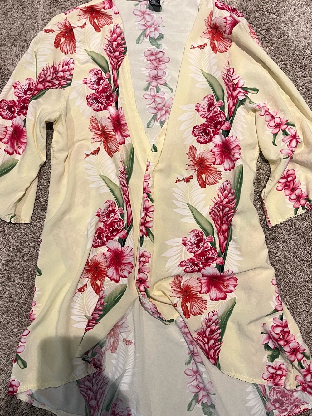 Floral Yellow & Pink Kimono Cover-Up